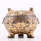 An Archaic Bronze Gold& Silver-Inlaid 'Auspicious Beast' Tripod Jar And Cover