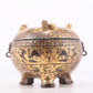 An Archaic Bronze Gold& Silver-Inlaid 'Auspicious Beast' Tripod Jar And Cover