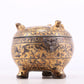 An Archaic Bronze Gold& Silver-Inlaid 'Auspicious Beast' Tripod Jar And Cover