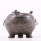 An exquisite bronze inlaid with gold and silver flowers and auspicious animal patterns amphorae and tripod jar with lid