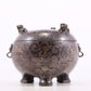 An exquisite bronze inlaid with gold and silver flowers and auspicious animal patterns amphorae and tripod jar with lid