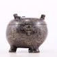 An exquisite bronze inlaid with gold and silver flowers and auspicious animal patterns amphorae and tripod jar with lid