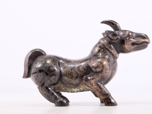 A Marvelous Bronze Gold& Silver-Mounted Rhinoceros