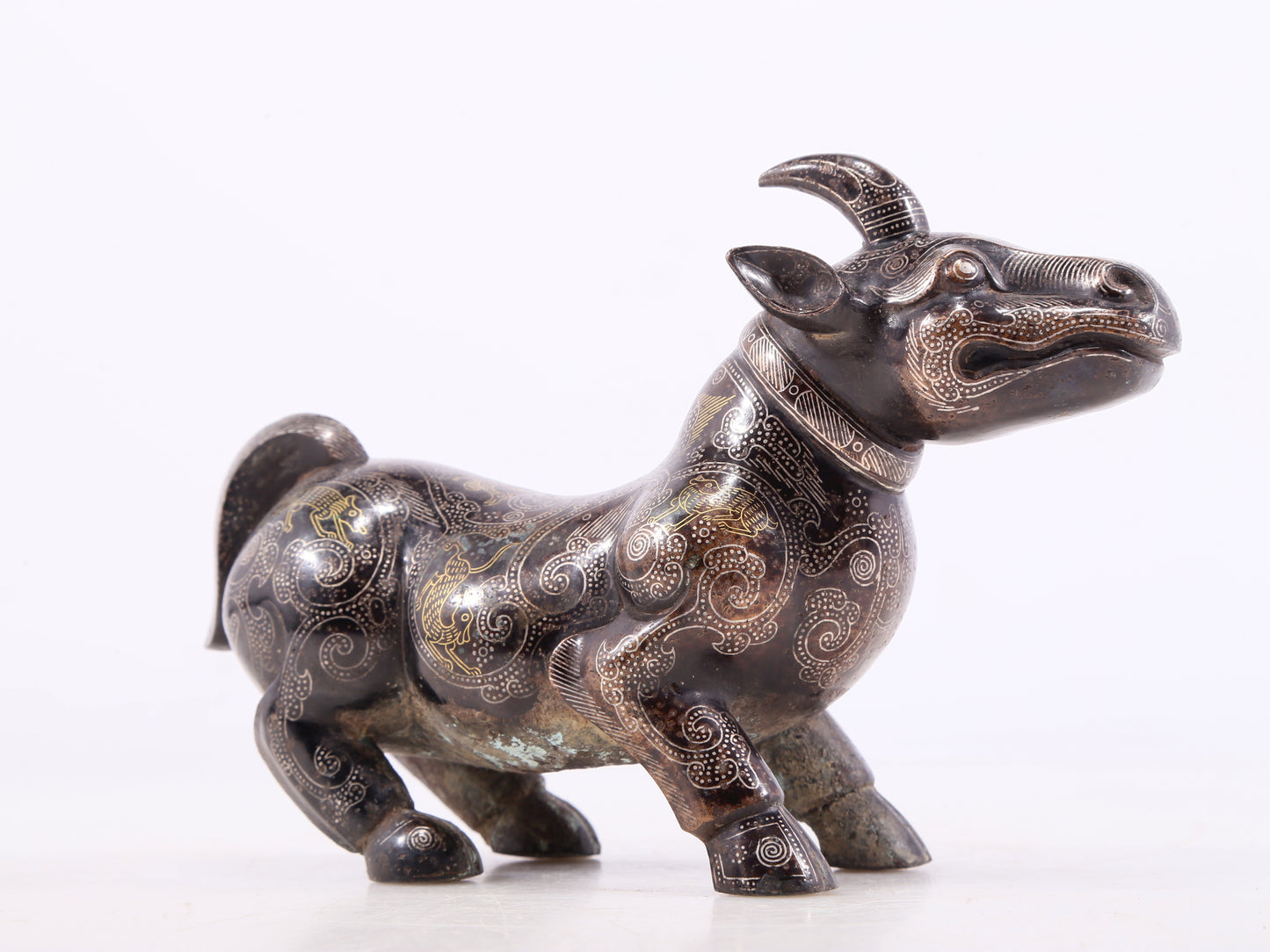 A Marvelous Bronze Gold& Silver-Mounted Rhinoceros