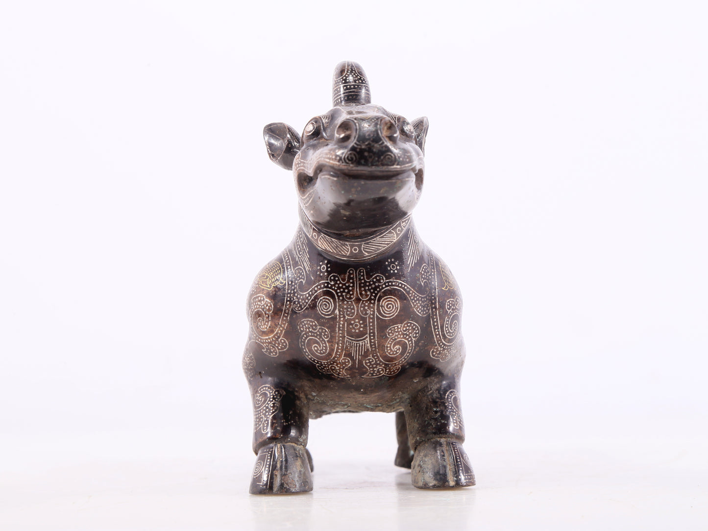 A Marvelous Bronze Gold& Silver-Mounted Rhinoceros