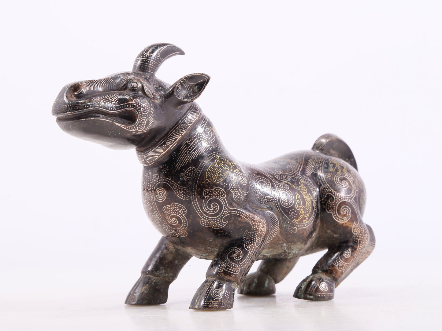 A Marvelous Bronze Gold& Silver-Mounted Rhinoceros