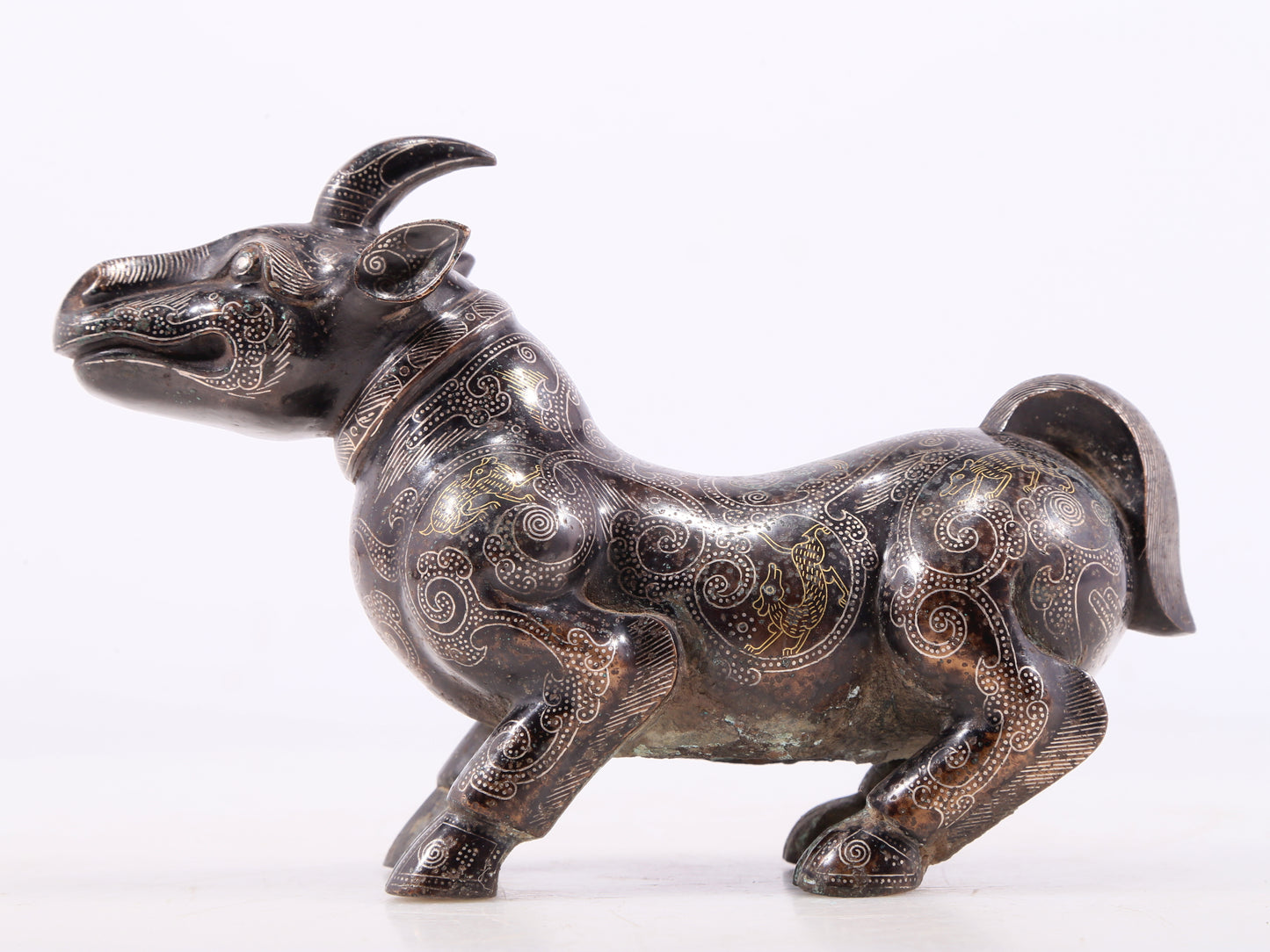 A Marvelous Bronze Gold& Silver-Mounted Rhinoceros