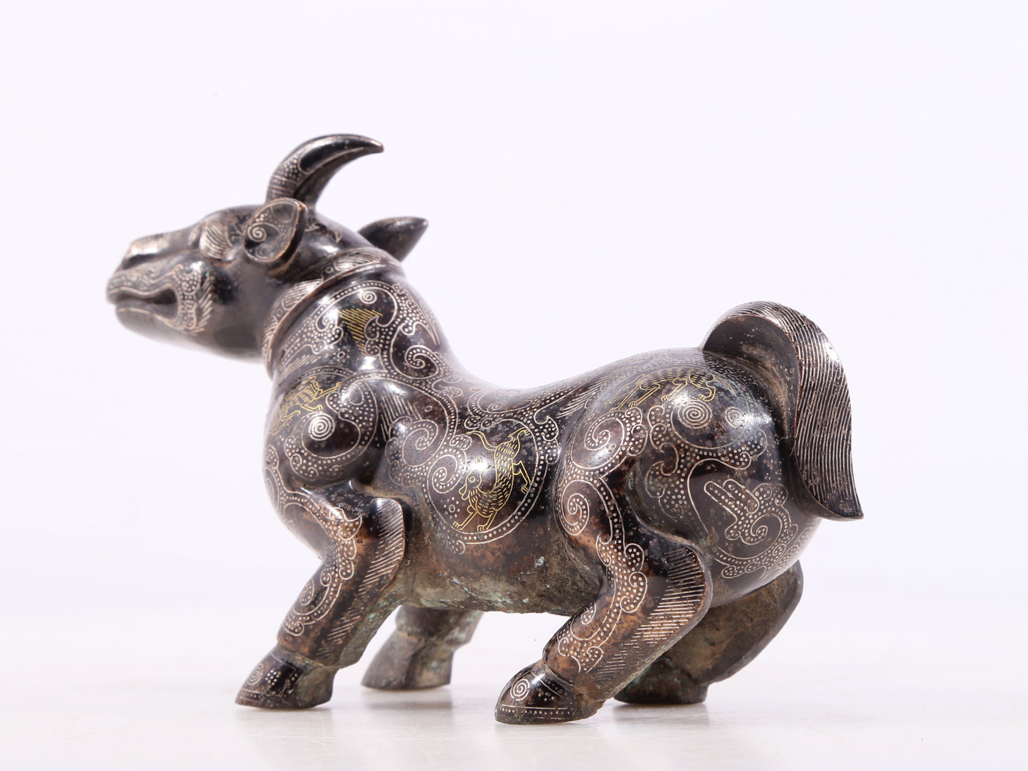 A Marvelous Bronze Gold& Silver-Mounted Rhinoceros