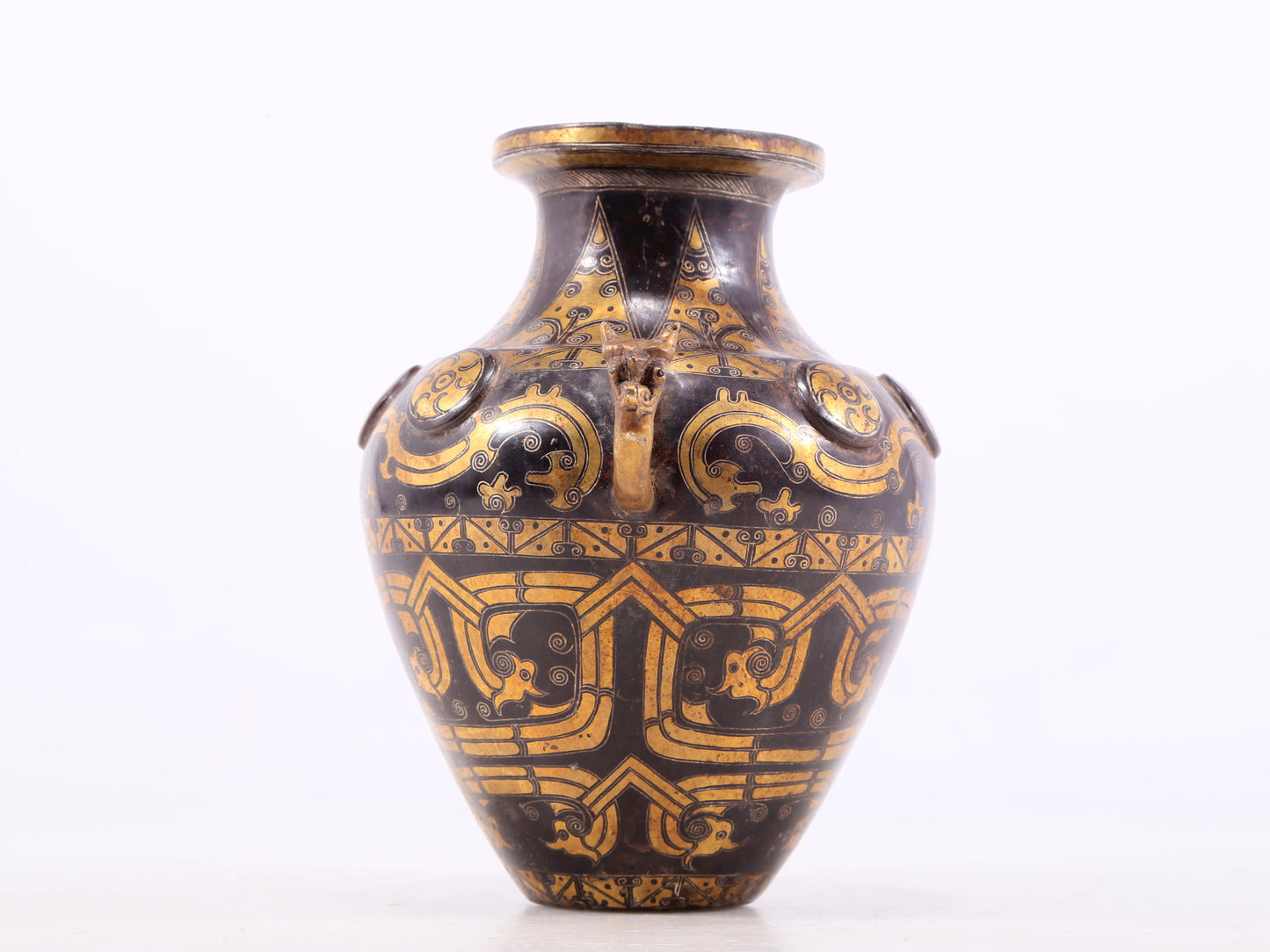 A Wonderful Bronze Gold& Silver-Inlaid 'Dragon' Vase