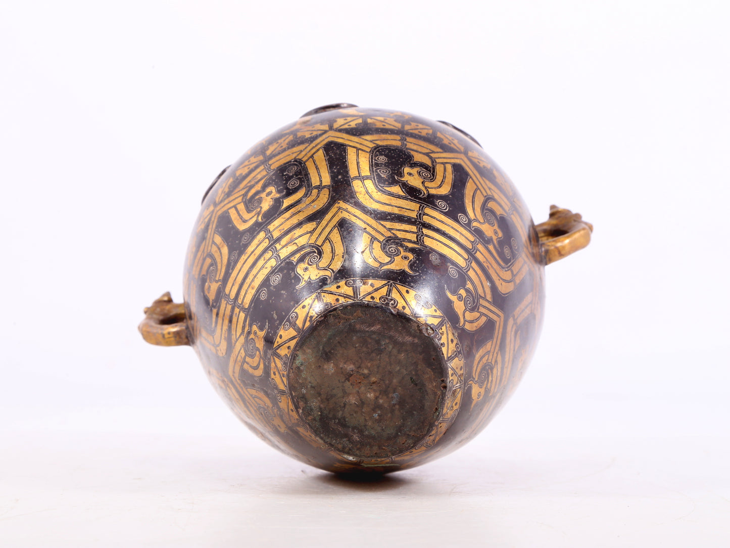 A Wonderful Bronze Gold& Silver-Inlaid 'Dragon' Vase
