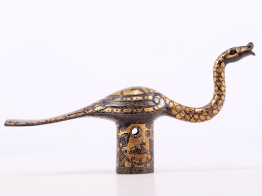 An Archaic Bronze Gold& Silver-Inlaid 'Mythical Bird' Handle