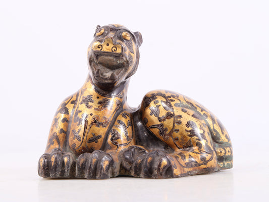 An Exquisite Bronze Gold& Silver-Mounted Leopards