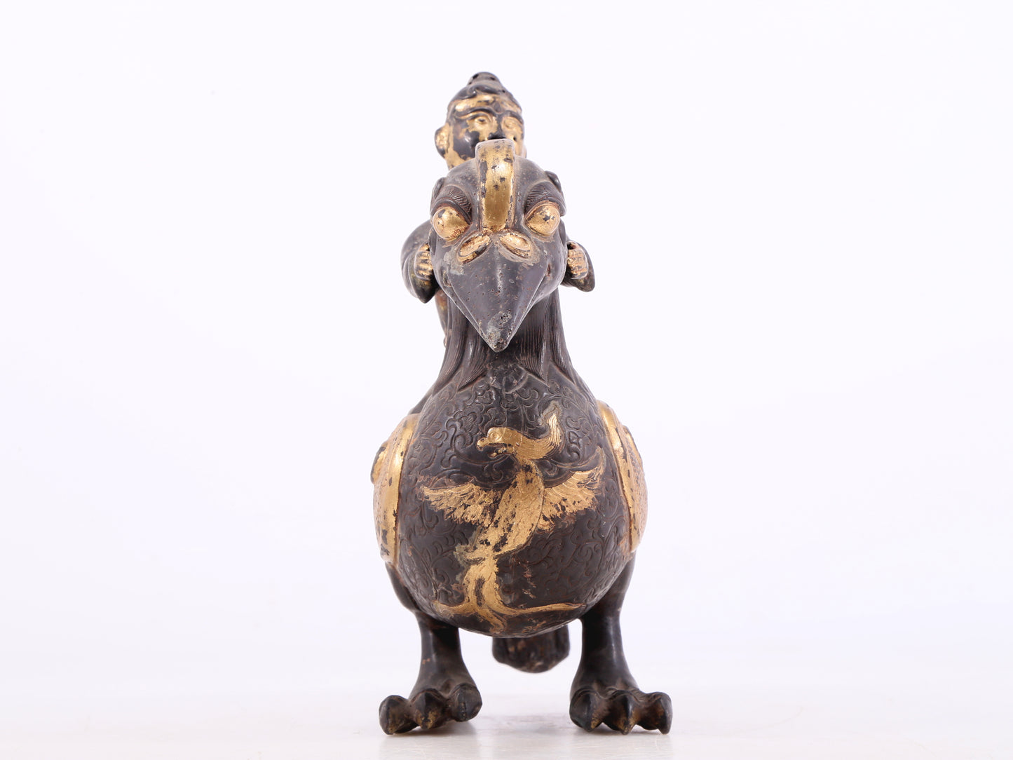 An exquisite gilt bronze duck-shaped ewer