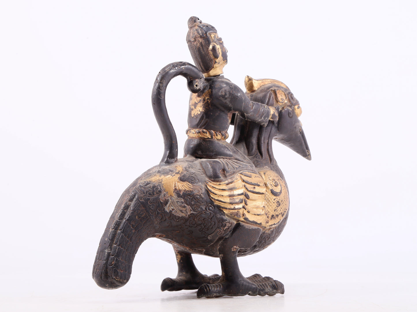 An exquisite gilt bronze duck-shaped ewer