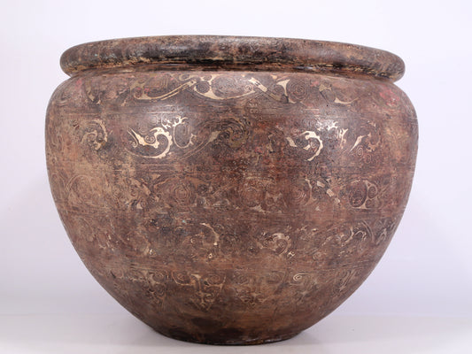 An exquisite bronze inlaid silver basin with floral patterns