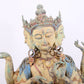 A solemn bronze painted eight-armed Guanyin statue