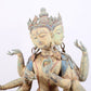 A solemn bronze painted eight-armed Guanyin statue