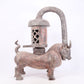 An exquisite bronze inlaid silver bull-shaped palace lantern