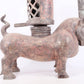 An exquisite bronze inlaid silver bull-shaped palace lantern