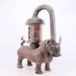 An exquisite bronze inlaid silver bull-shaped palace lantern