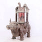 An exquisite bronze inlaid silver bull-shaped palace lantern