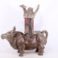 An exquisite bronze inlaid silver bull-shaped palace lantern