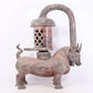 An exquisite bronze inlaid silver bull-shaped palace lantern