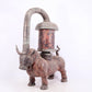 An exquisite bronze inlaid silver bull-shaped palace lantern