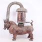 An exquisite bronze inlaid silver bull-shaped palace lantern