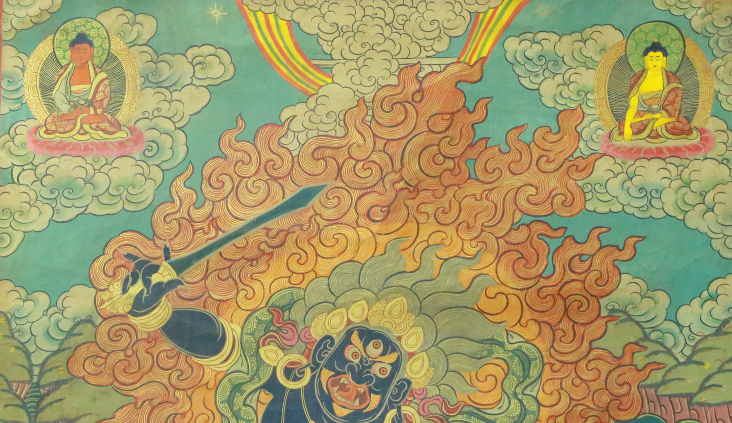 An Exquiste Painted Gold Vajra Thangka