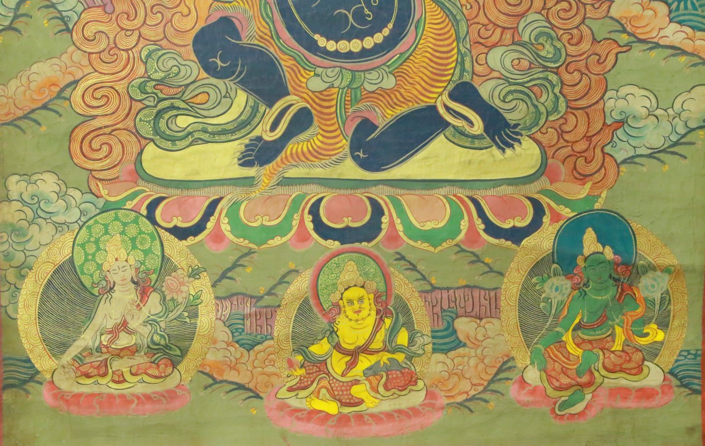 An Exquiste Painted Gold Vajra Thangka