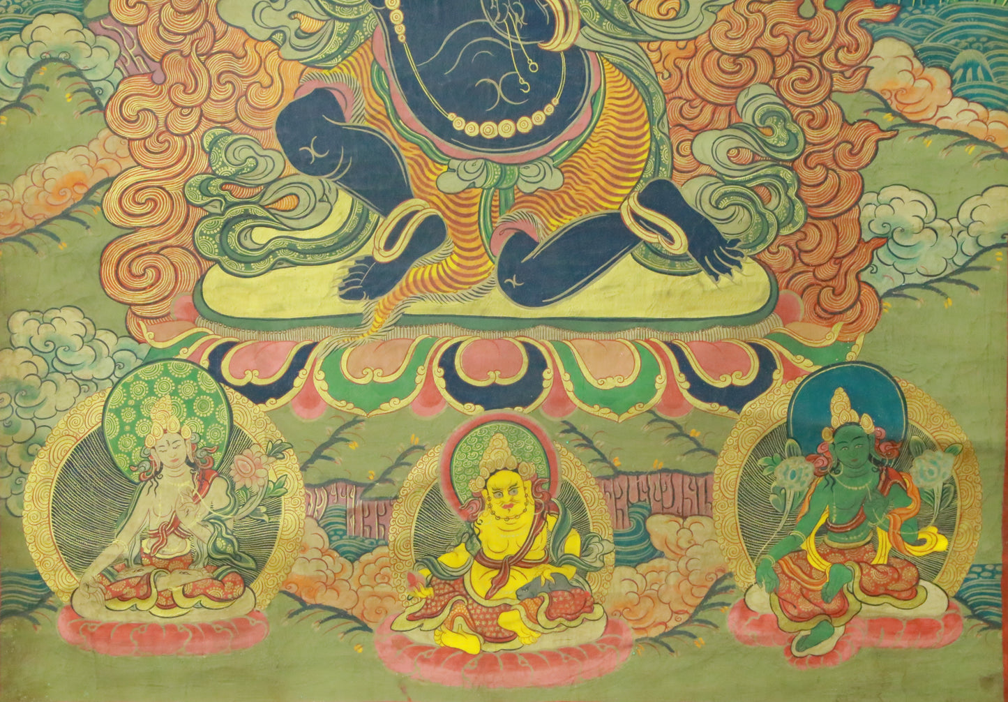 An Exquiste Painted Gold Vajra Thangka