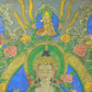 An Exquiste Painted Gold Four-Armed Avalokiteshvara Thangka