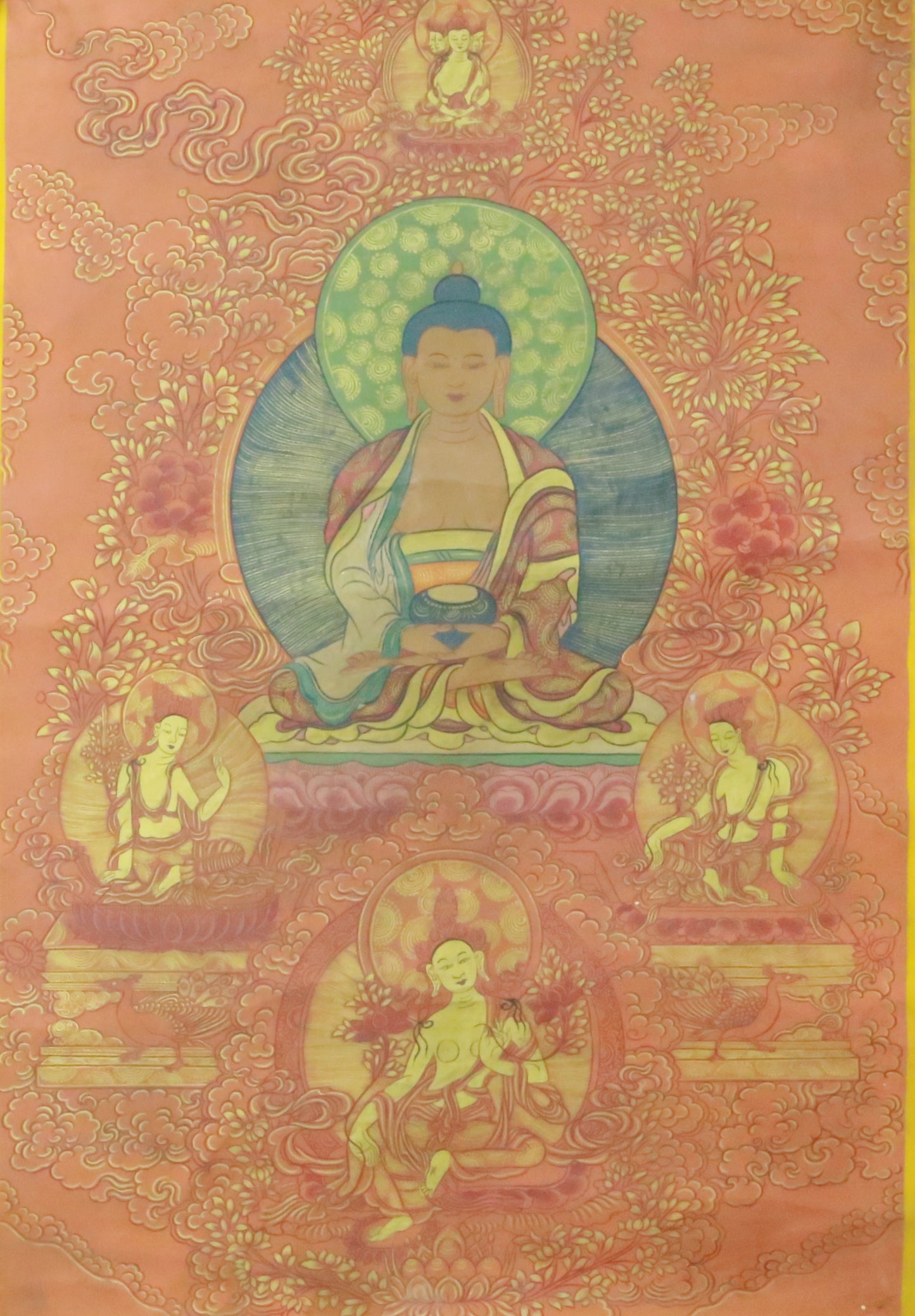 An Exquiste Painted Gold Gautama Buddha Thangka