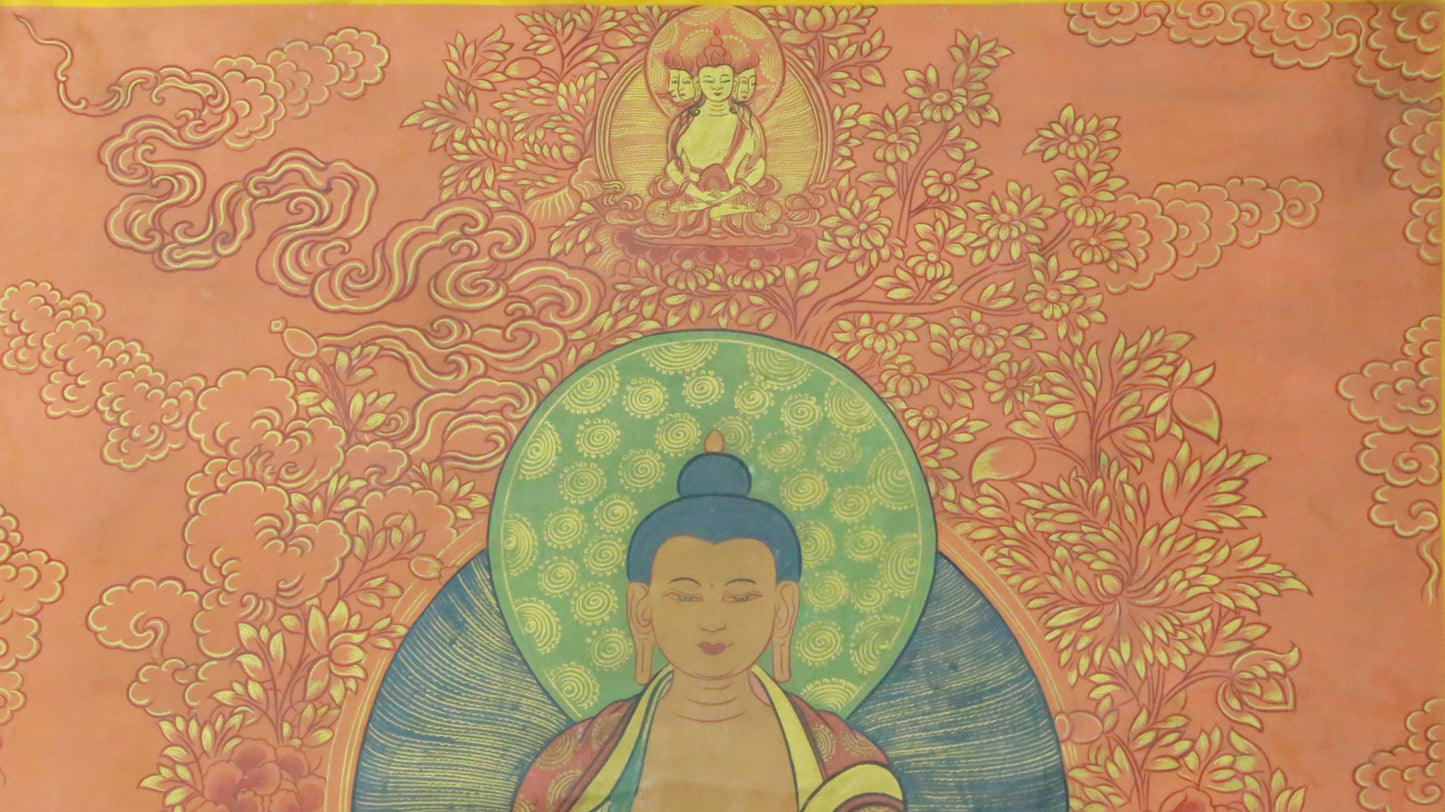 An Exquiste Painted Gold Gautama Buddha Thangka