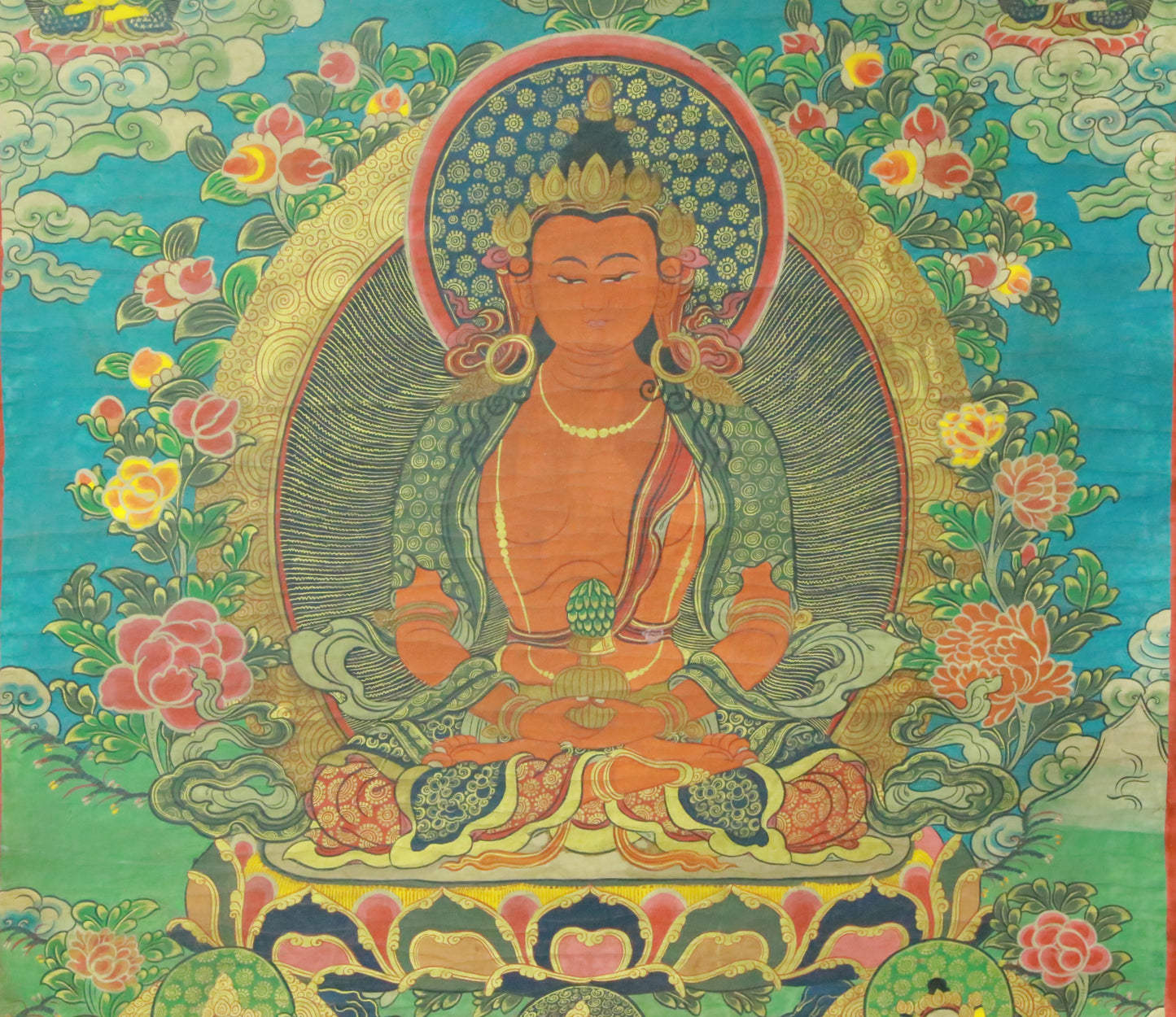 An Exquiste Painted Gold Amitabha Buddha Thangka