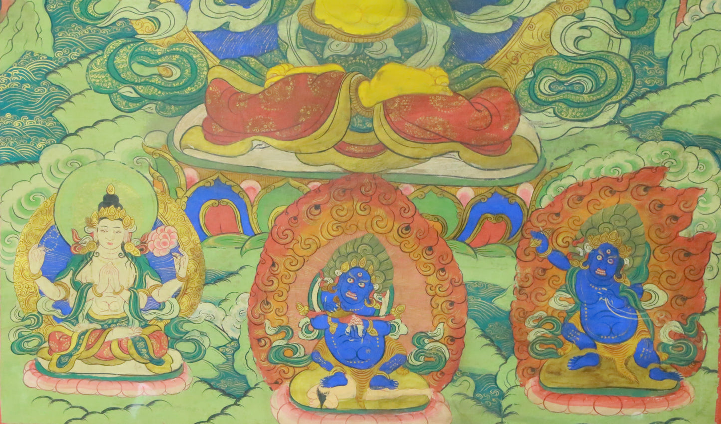 An Exquiste Painted Gold Manjusri Thangka