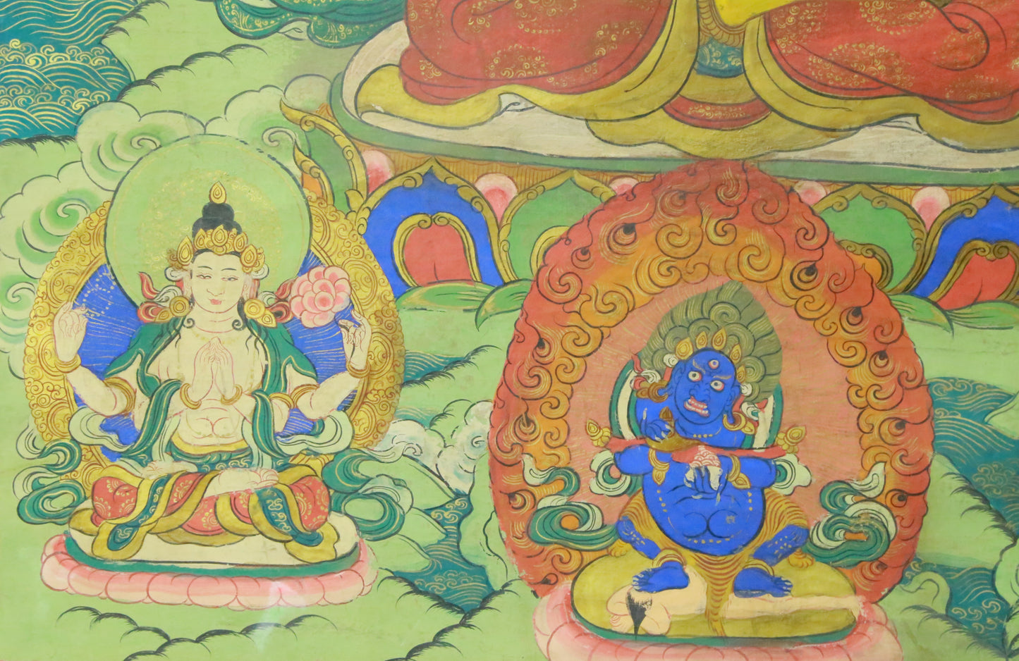 An Exquiste Painted Gold Manjusri Thangka