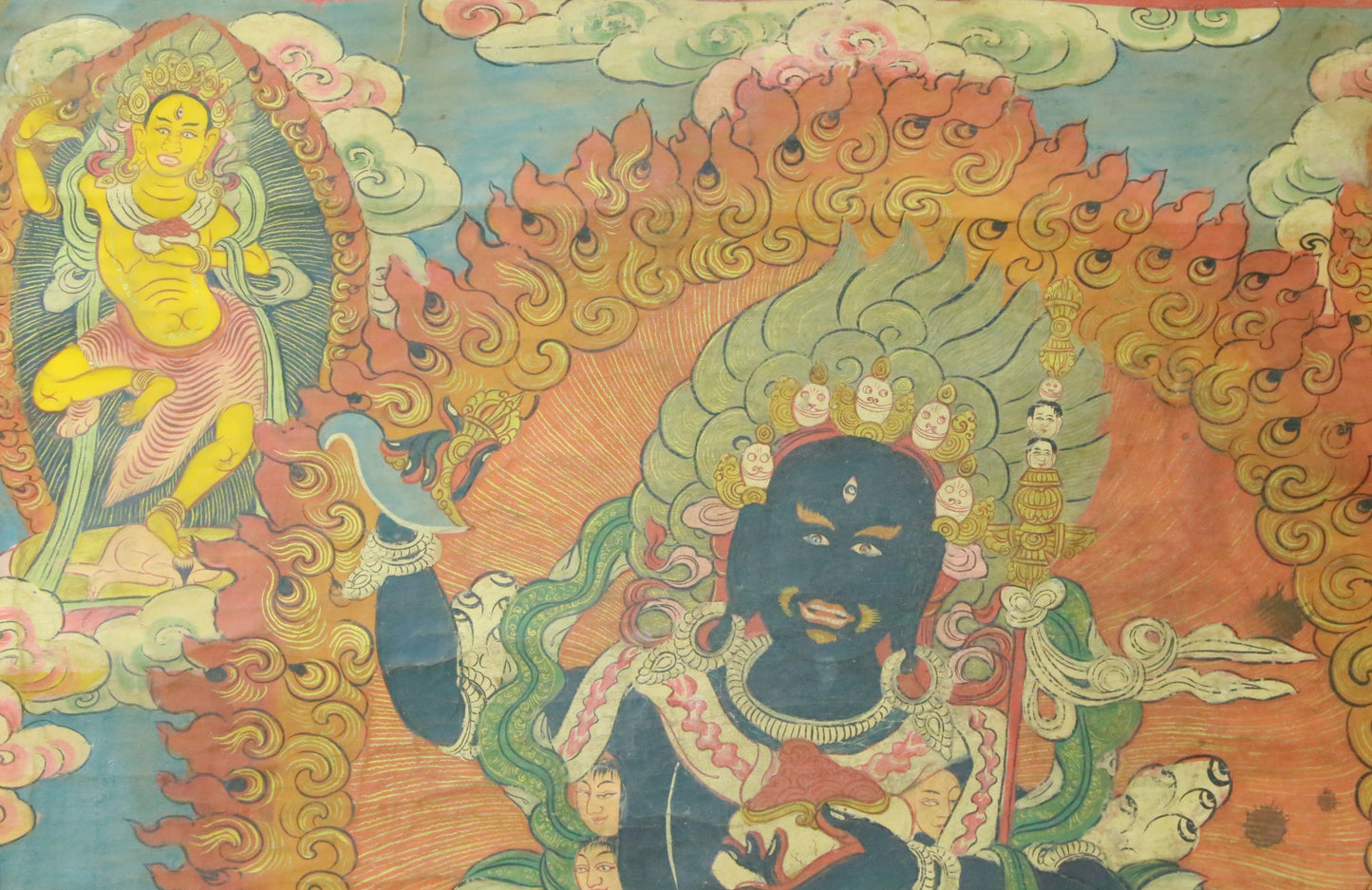 An Exquiste Painted Gold Vajra Thangka