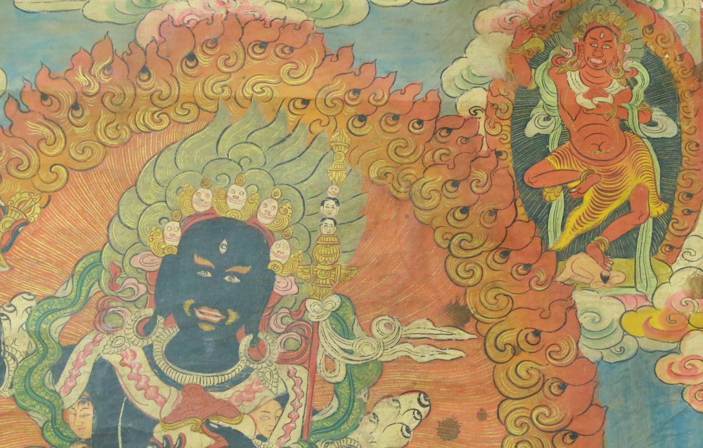 An Exquiste Painted Gold Vajra Thangka