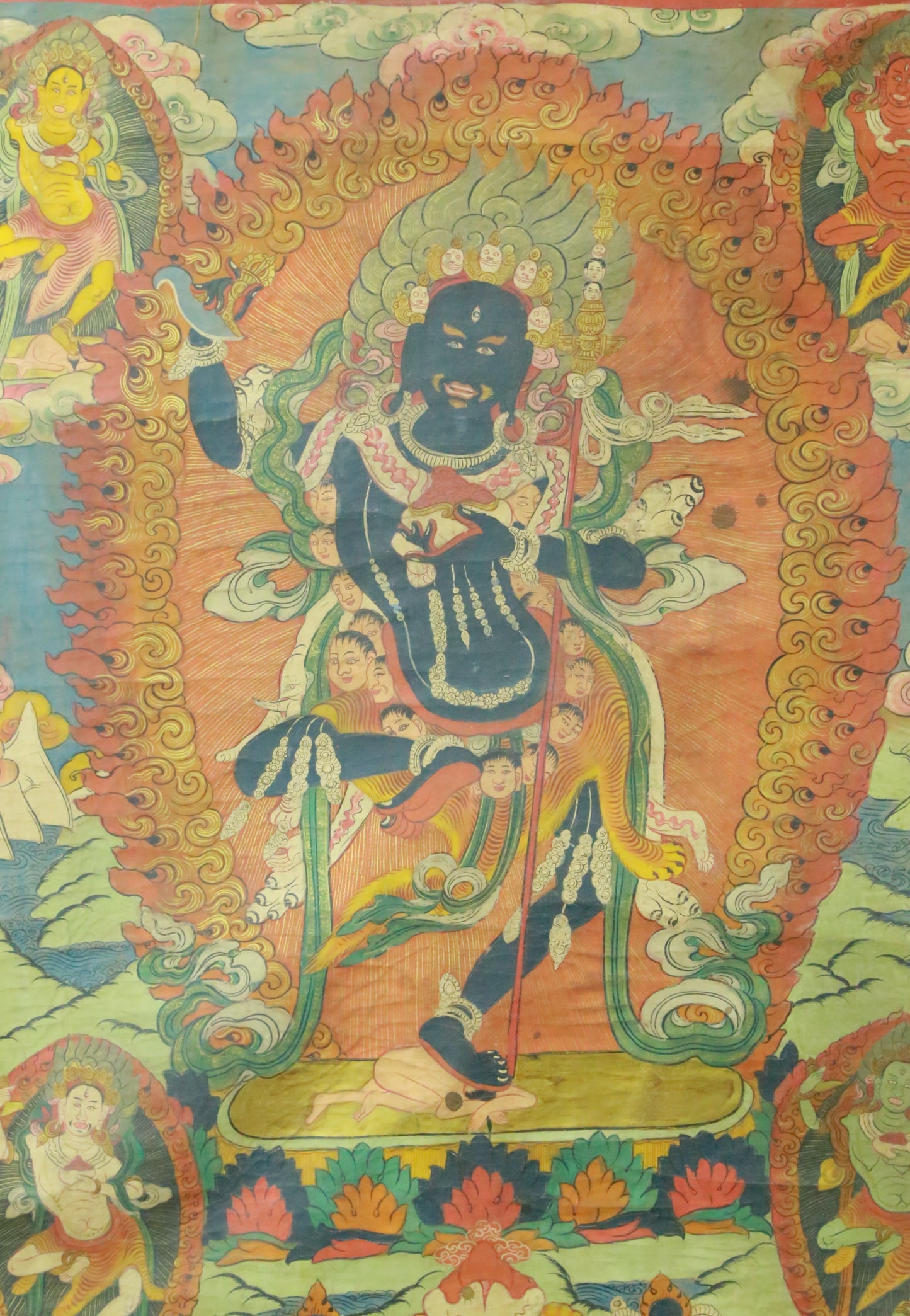 An Exquiste Painted Gold Vajra Thangka