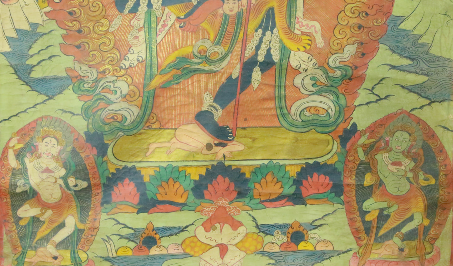 An Exquiste Painted Gold Vajra Thangka