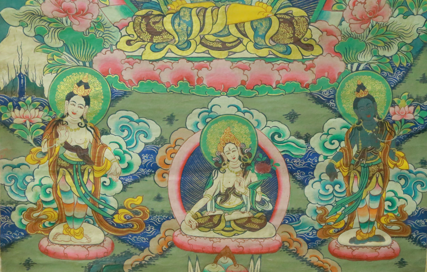 An Exquiste Painted Gold Manjusri Thangka