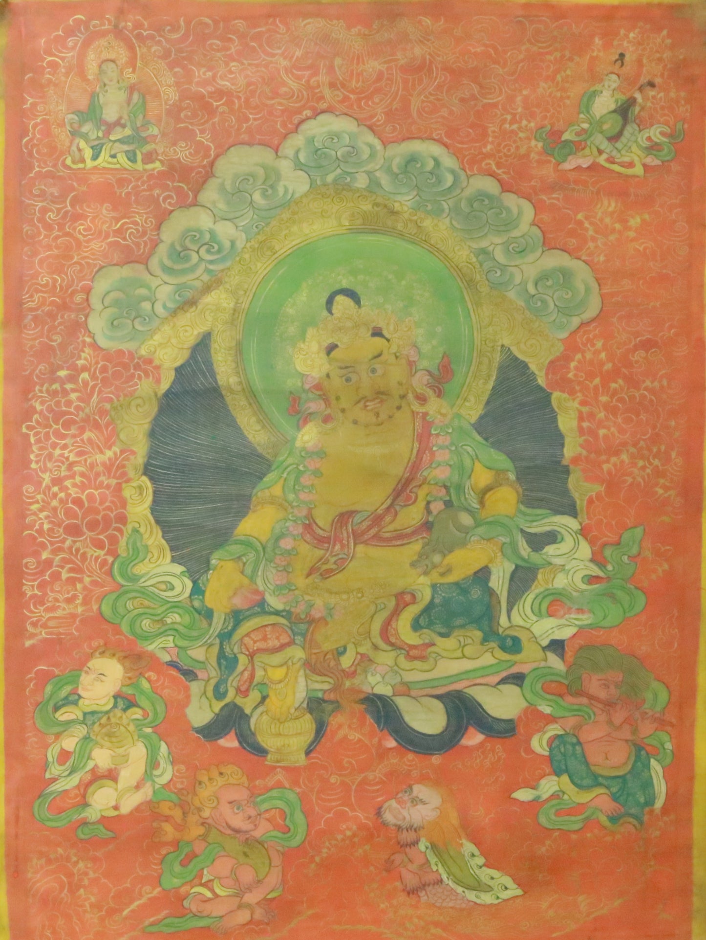 An Exquiste Painted Gold Mammon Thangka