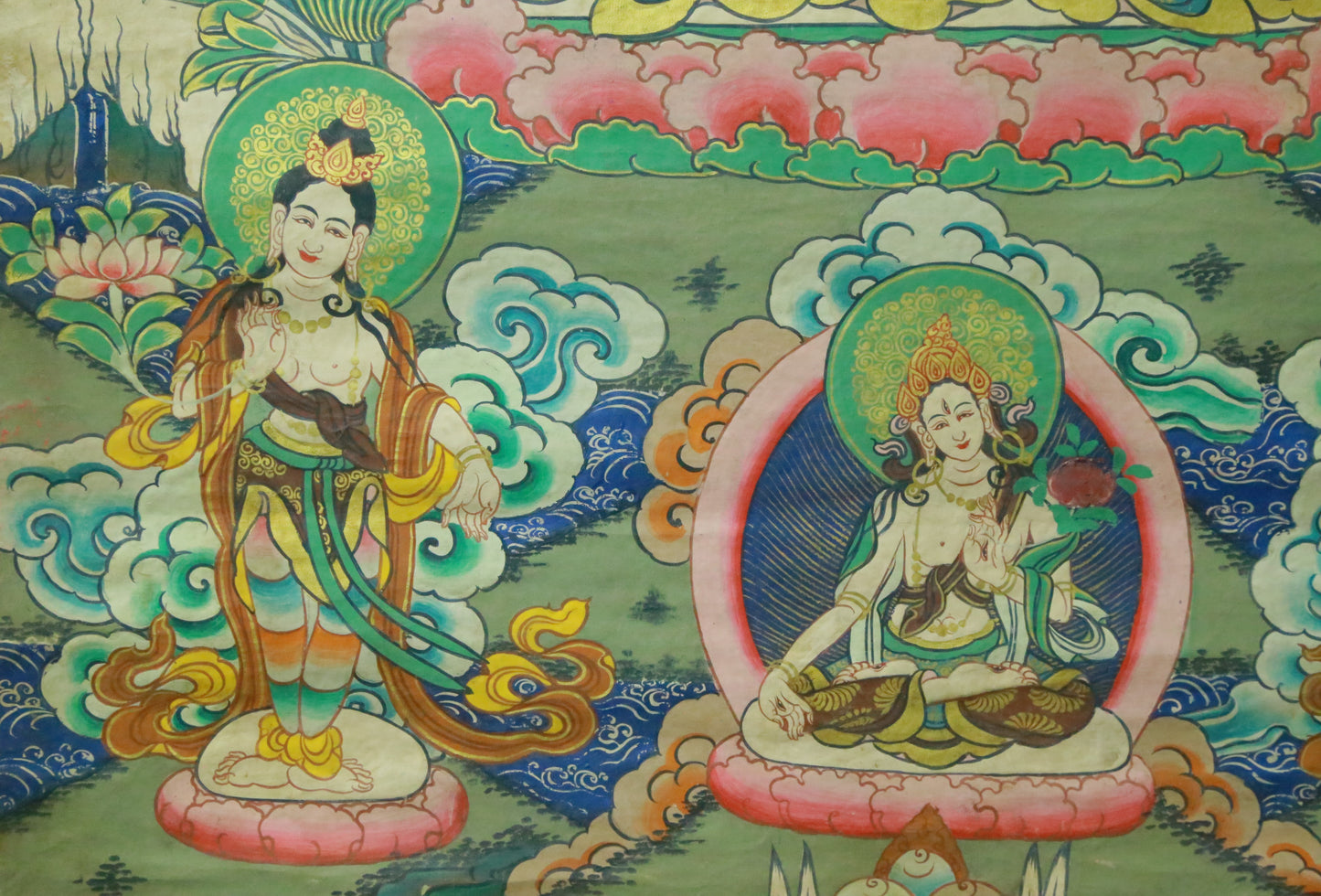 An Exquiste Painted Gold Manjusri Thangka