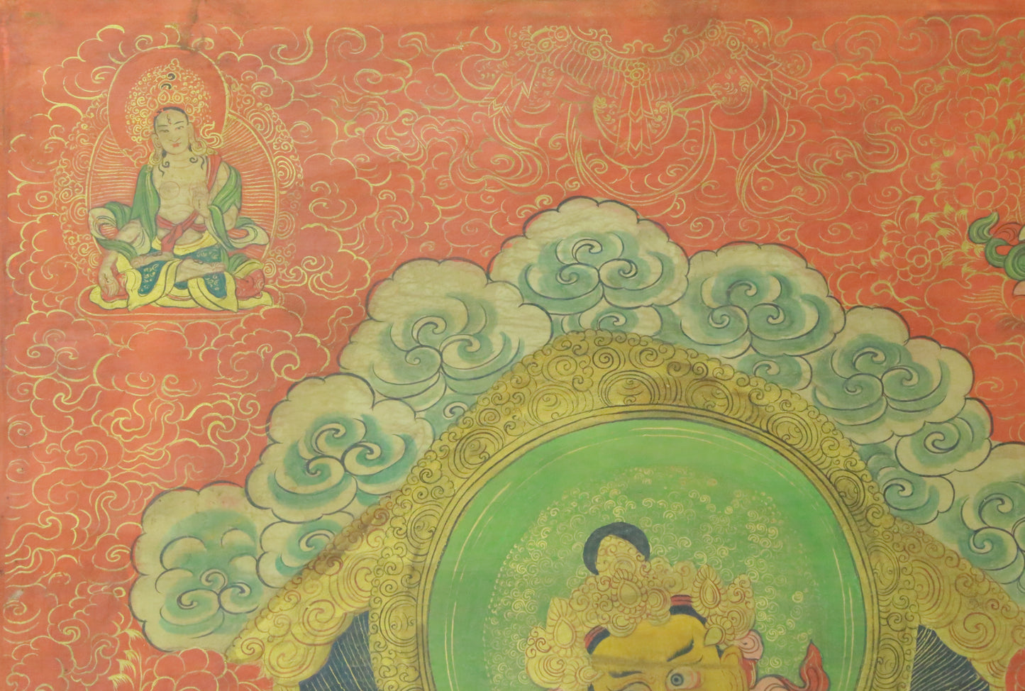 An Exquiste Painted Gold Mammon Thangka