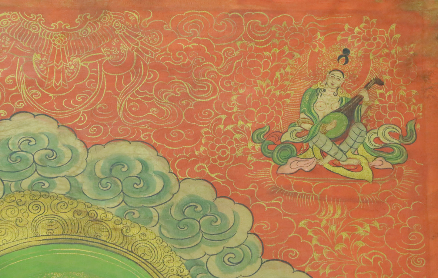 An Exquiste Painted Gold Mammon Thangka