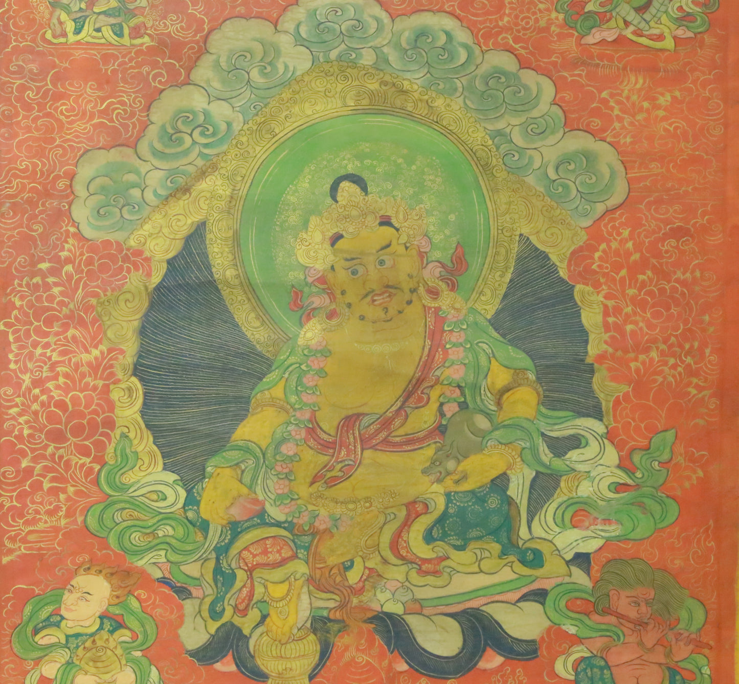 An Exquiste Painted Gold Mammon Thangka