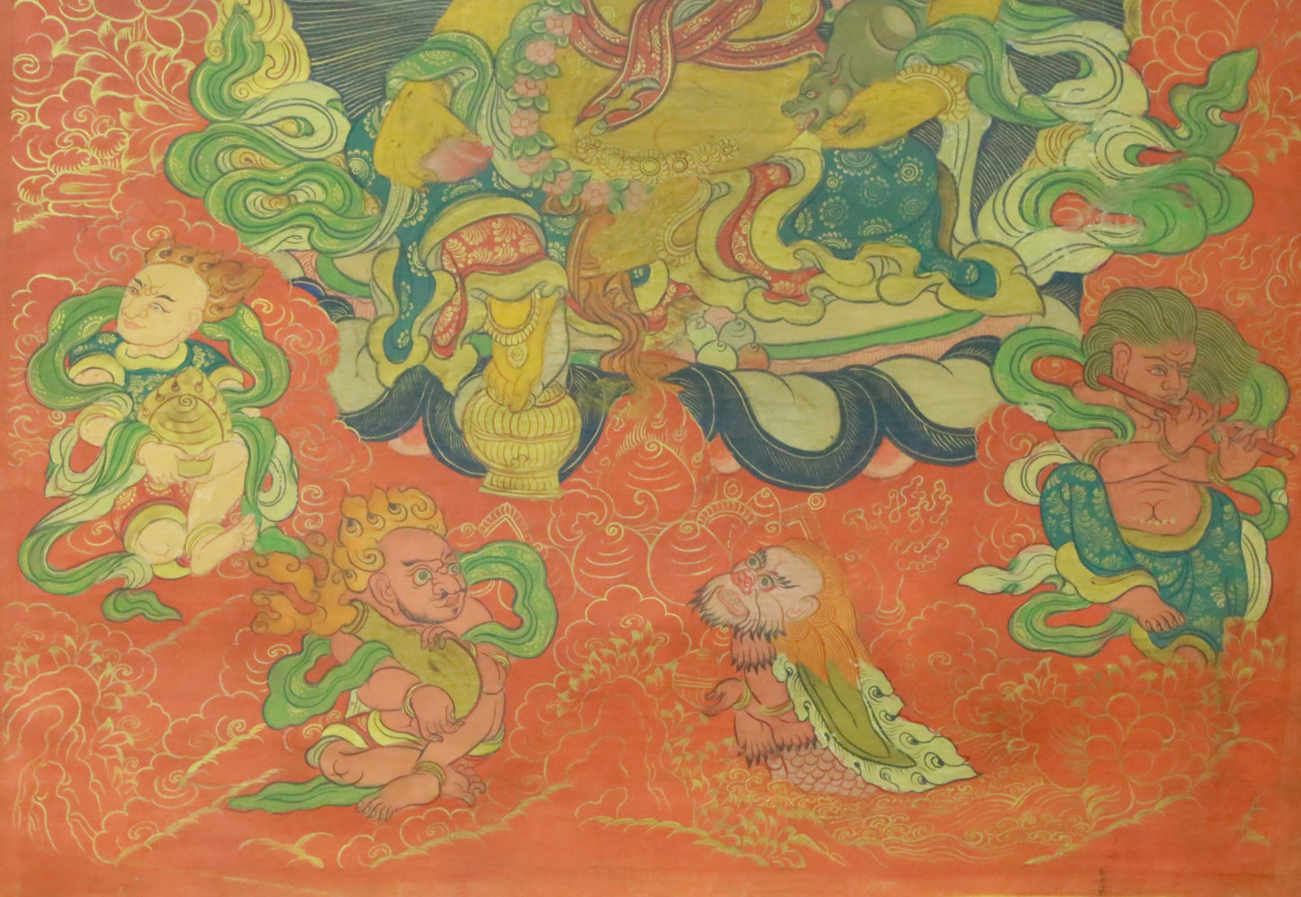 An Exquiste Painted Gold Mammon Thangka