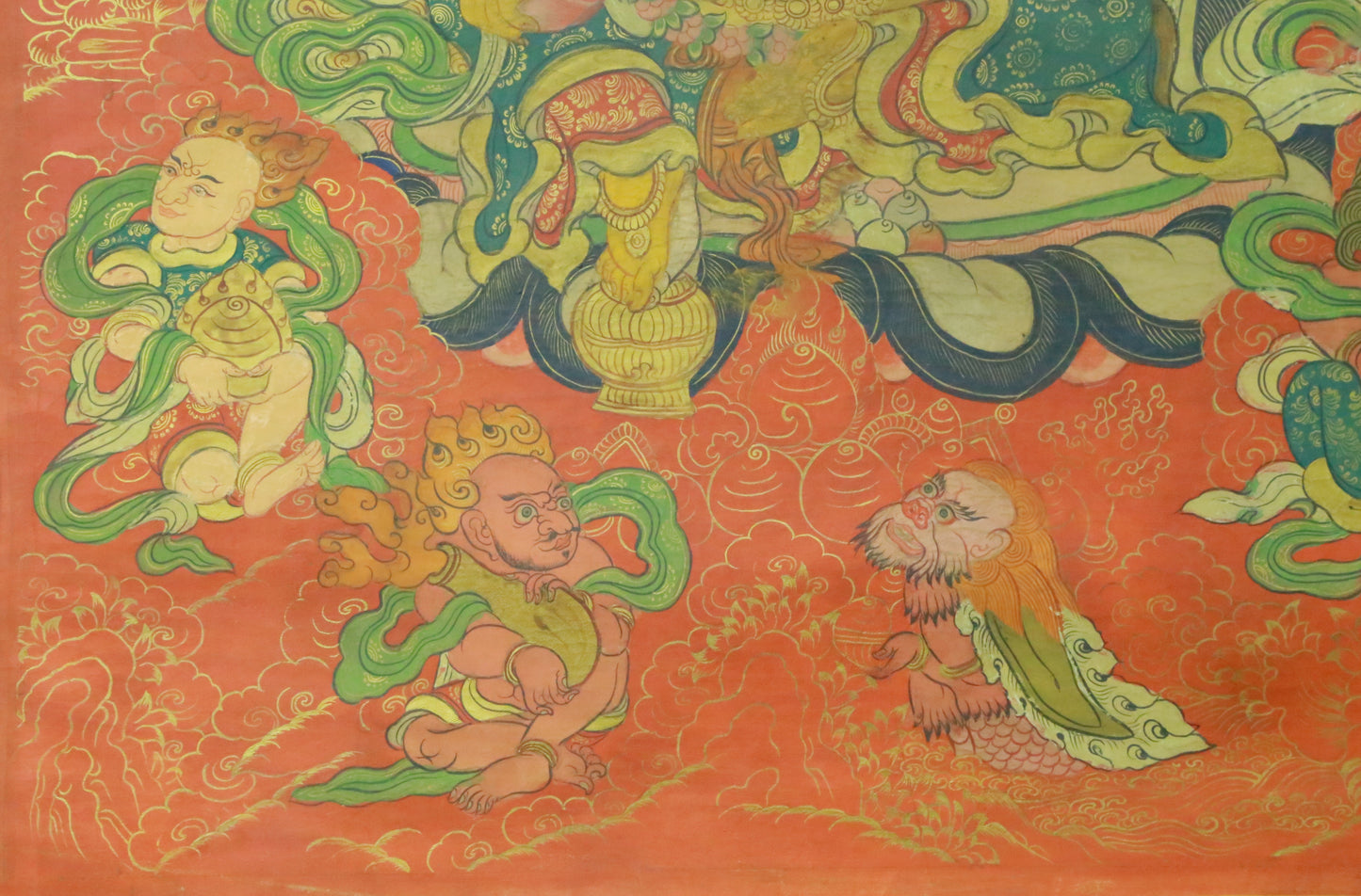 An Exquiste Painted Gold Mammon Thangka